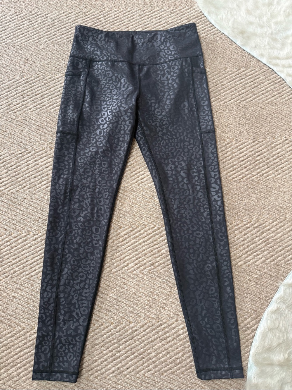 High-Rise Black Ghost Leopard Print Women’s Leggings